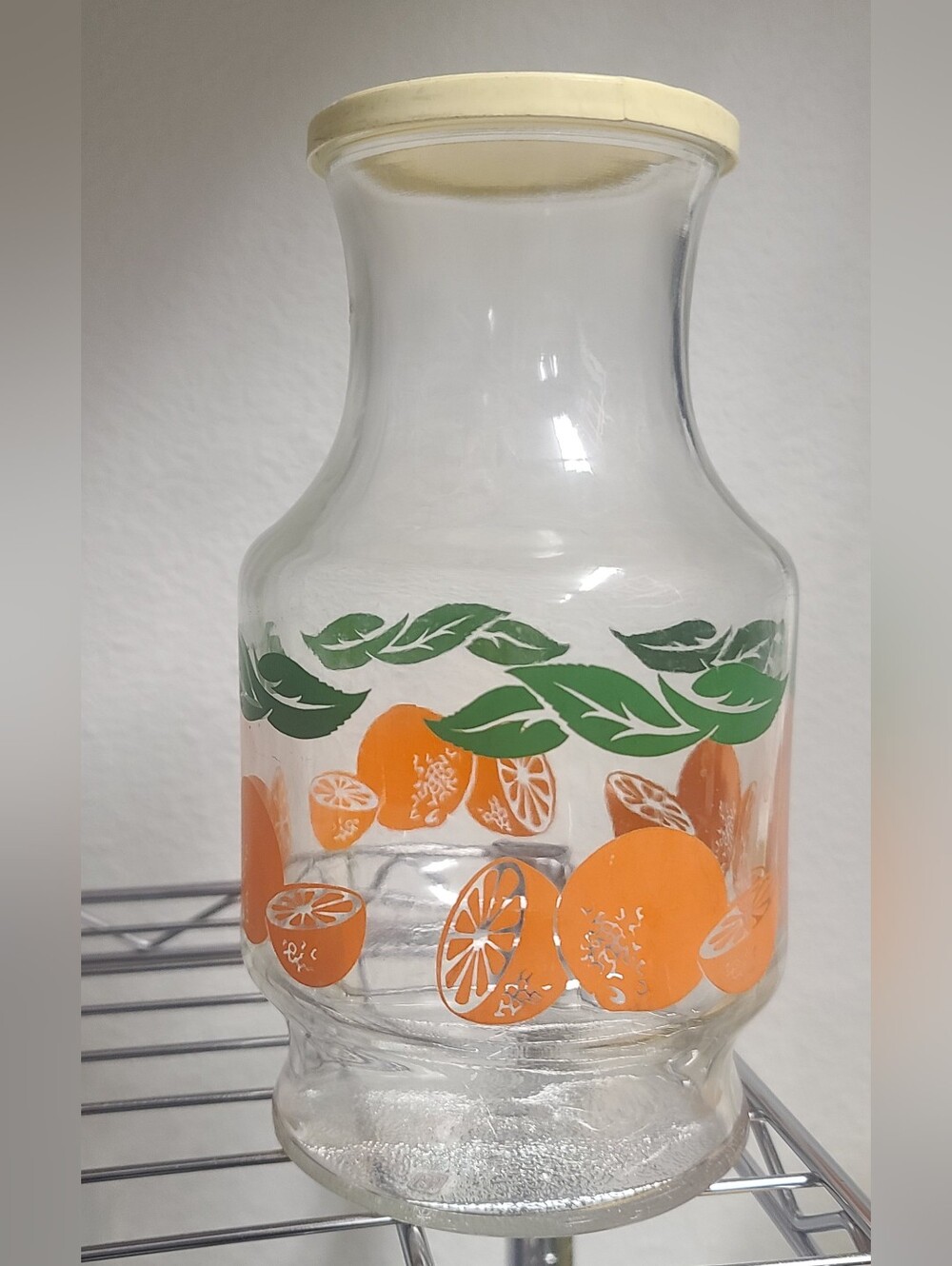 Retro Orange Citrus Glass Canister with Cream Lid